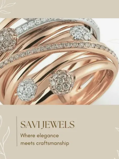 A styled shot showcasing the elegance of a redesigned interwoven ring. The mix of rose gold and diamond-studded white gold bands creates a piece that is both classic and contemporary.