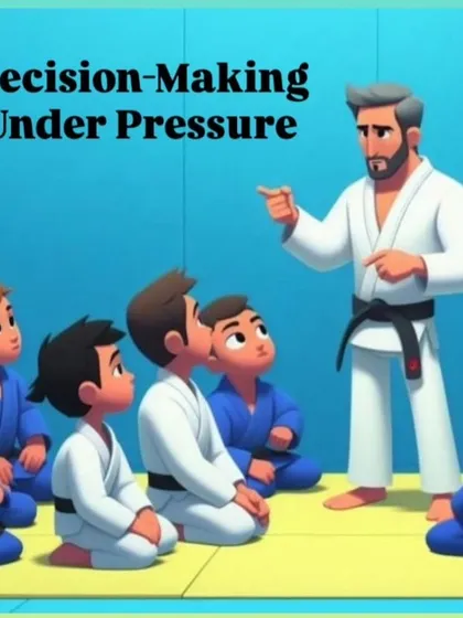 Judo teaches more than just throws; it teaches decision making under pressure. A coach explains a concept to a group of young students, highlighting how lessons from the mat apply to everyday life.