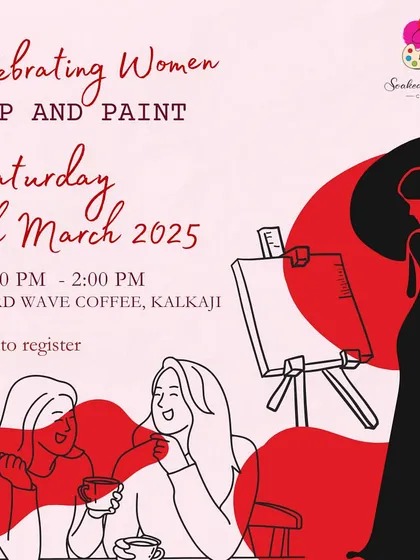 An invitation to celebrate International Women's Day with a sip and paint event. A perfect way to honor the women in your life with a creative and fun afternoon.