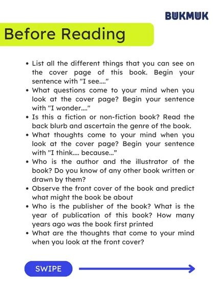 To make reading more interactive, try these "Reading Reflection" prompts for kids under 12. We've included questions to ask before, during, and after reading to help deepen their comprehension and connection to the story.
