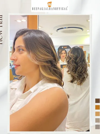 A profile view of the sun-kissed curls, showing how the highlights frame the face and create a beautiful, warm glow.