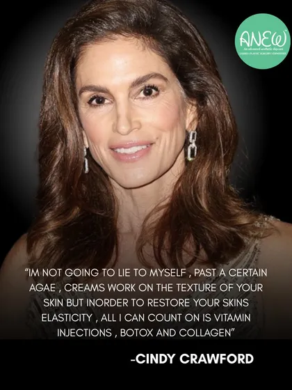 As supermodel Cindy Crawford says, past a certain age, creams work on texture, but to restore elasticity, you need treatments like vitamin injections, Botox, and collagen stimulators.