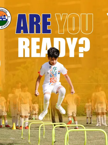 Are you ready? A young player tackles the agility hurdles, a key part of our fitness and coordination training.