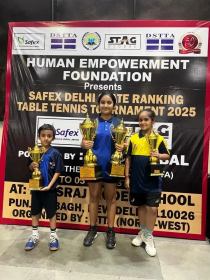 This is what hard work looks like. We are incredibly proud of our rising stars from the 3rd Delhi State Ranking Table Tennis Tournament. Akanksha Singhal secured gold in U-15 Girls, while Arunim Agarwal took silver in U-13 Boys, showcasing the bright future of our academy's talent.