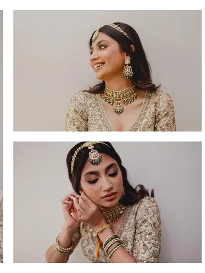 A collage of a dreamy bride. From her radiant smile to the details of her getting ready, every moment was filled with elegance and grace.