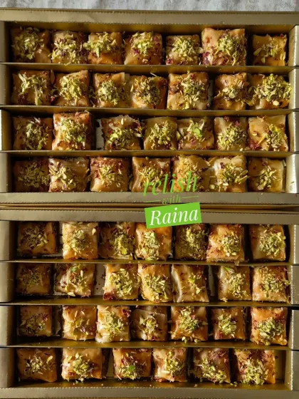 Two large boxes of my Square Baklava, ready for a party. The aroma of baked nuts and honey fills my house every time I make these.