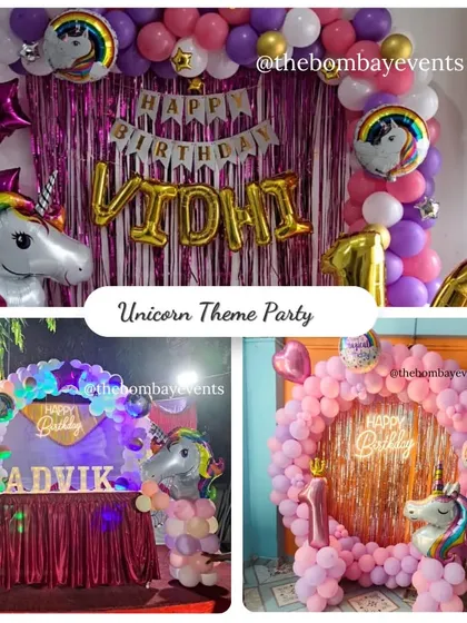 I offer a variety of unicorn-themed party setups to fit different spaces and budgets. Whether you want a full arch or a simple backdrop, I can create something magical for you.