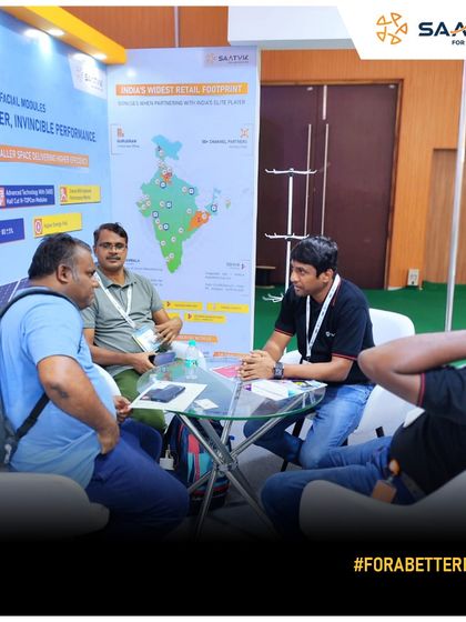 Discussing our retail footprint and partnership opportunities with visitors at the RenewX expo in South India.