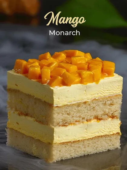 Another view of the Mango Monarch ice cream cake, a true king of our summer menu.