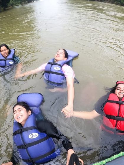 Floating and relaxing in the river is one of the best parts of our Coorg water activities. Pure bliss.