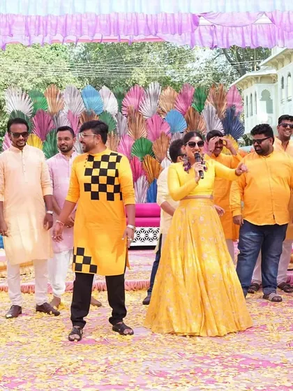Organizing the teams for a game. A little structure can lead to a lot of spontaneous fun and laughter during the Haldi.