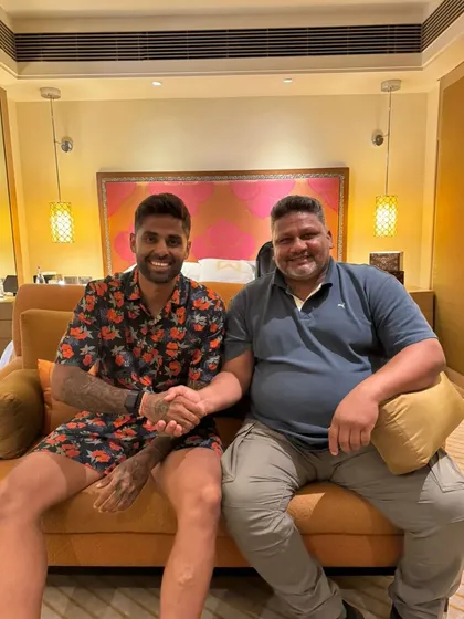A moment with SKY, discussing the game. Cricket is a continuous learning process, and I encourage my students to absorb knowledge from everywhere.