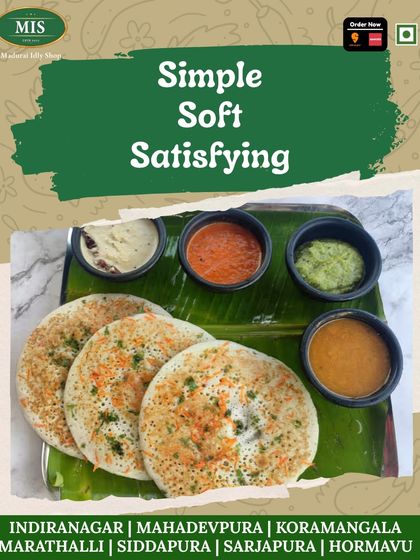 Simple, soft, and satisfying. Our Set Dosa comes as a stack of three fluffy dosas, perfect for dipping into our variety of chutneys.