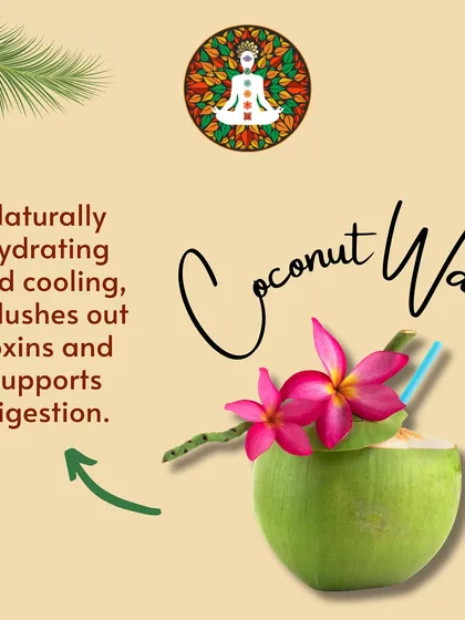 The fifth Sattvic food is coconut water. Naturally hydrating and cooling, it helps flush out toxins from the body and provides excellent support for healthy digestion.