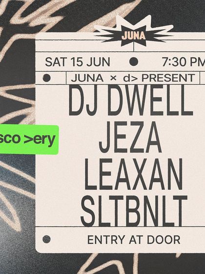 The poster for a gig at Juna, Goa. I brought a mix of hip hop, funk, and disco to the party, with a focus on turntablism and scratching.