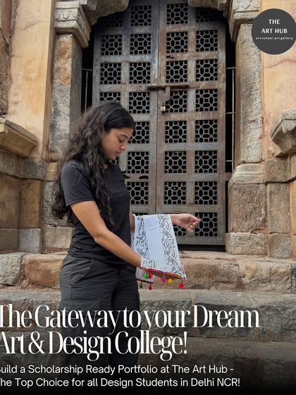 A student photographs her textile art in an outdoor setting. I guide students on how to professionally document their work, an essential skill for portfolio submission.