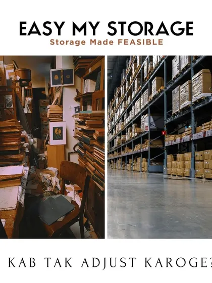 How long will you keep adjusting to clutter? This before-and-after image contrasts a messy room with our clean, spacious warehouse, showing you the organized and stress-free alternative we provide.