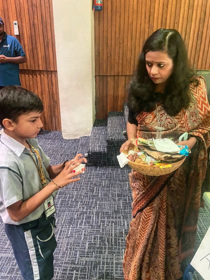 A young student learns to differentiate between wet and dry waste during our interactive session. We believe that hands-on activities are the best way to instill lifelong sustainable habits in children.