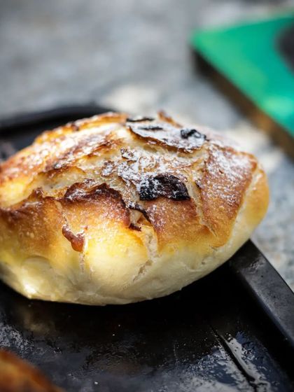 A rustic, crusty bread roll, fresh from the oven. There's nothing better.