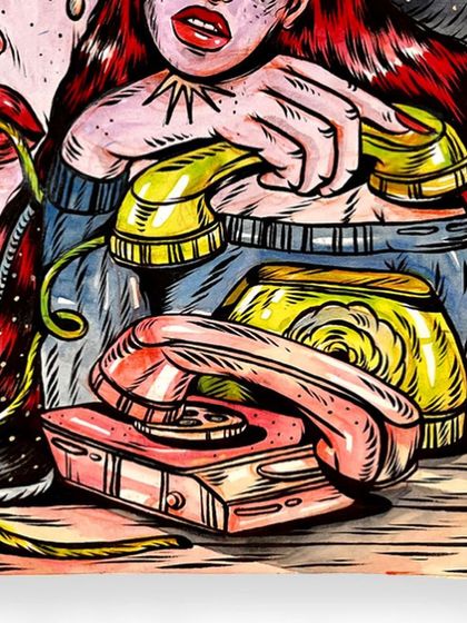 A detail of the 'missed connection' painting.