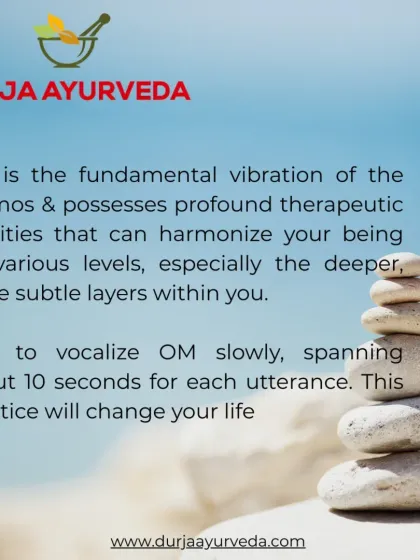 The sound of OM is the fundamental vibration of the cosmos. This image explains how vocalizing OM slowly can harmonize your being on a deep, subtle level, promoting profound therapeutic effects.