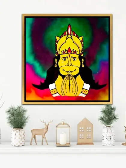 A variation of my digital Hanuman painting, this time with a deeper, richer color palette. This mockup shows how the same artwork can create a different mood with a change in colors.