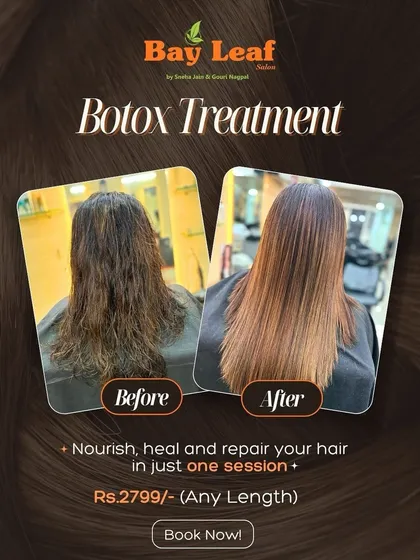 In just one session, our Hair Botox treatment nourishes, heals, and repairs damaged hair. You can see the immediate difference as we eliminate frizz and restore a healthy, smooth finish.