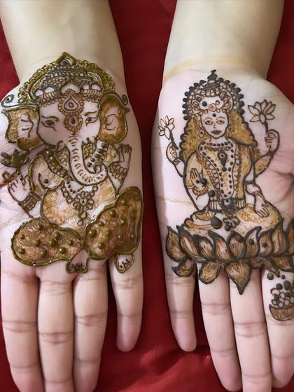 A stunning portrait design of Lord Ganesha and Goddess Lakshmi, perfect for Diwali. The detail and expression captured in the figures showcase a high level of artistry.