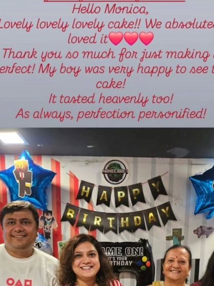 "As always, perfection personified!" A review from a happy family for their son's Minecraft-themed cake.