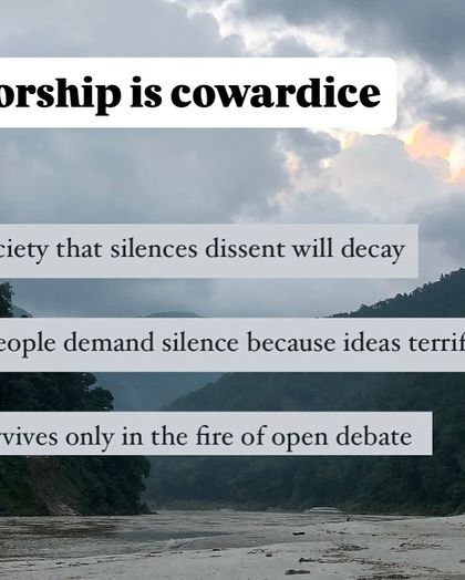 Censorship is cowardice. Truth survives only in the fire of open debate.