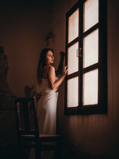 A thematic shot for my release "Voices of Angels." The setting in an old house with soft window light was chosen to evoke a sense of mystery and ethereal beauty.