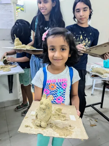 You are never too young to start creating. Meera, at just five years old, was so proud of the four different papermache pieces she made all by herself during our workshop.