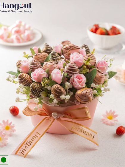 A bouquet that’s as delicious as it is beautiful. This stunning arrangement features fresh strawberries dipped in chocolate, presented like a bouquet of flowers. It's a perfect gift for any special occasion.
