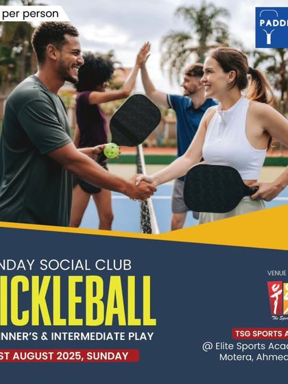 Join our Sunday Social Club for Pickleball in Motera, Ahmedabad. It's a great way for beginners and intermediate players to learn the game, meet new people, and enjoy some friendly competition.