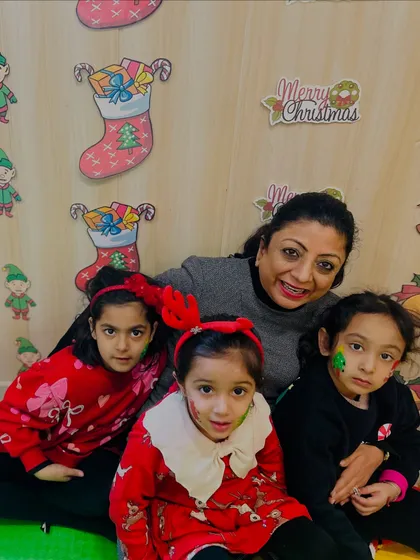 A group photo with an instructor, capturing the happy, tired faces after a day of festive fun.