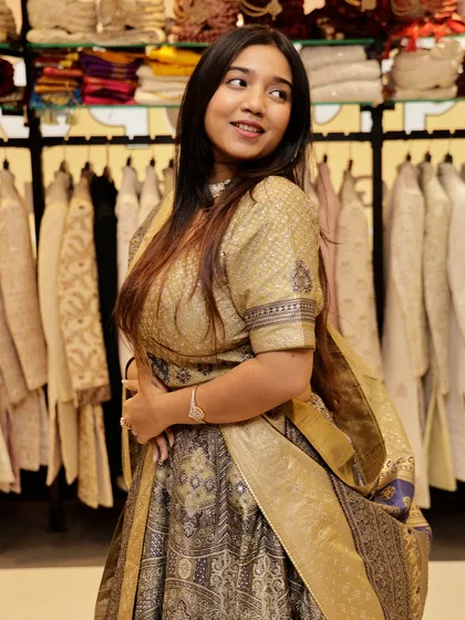 Another angle of this stunning lehenga, showing its versatility and style.