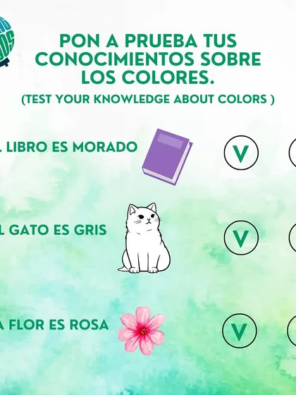 Test your knowledge of Spanish colors. Is the statement 'El libro es morado' (The book is purple) true or false?