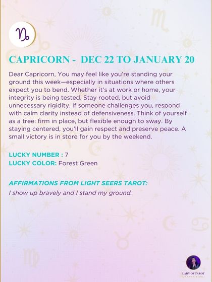 This weekly tarot reading for Capricorn is about standing your ground. It’s a time when your integrity is being tested, and by staying centered, you’ll gain respect and preserve peace.