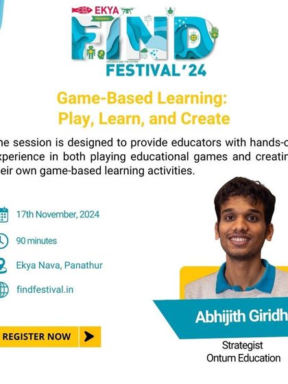 An invitation for educators to a "Game-Based Learning" workshop. This session provides hands-on experience in both playing educational games and creating their own.