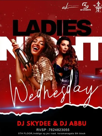 A classic ladies' night poster design for a Wednesday gig at Indigo XP.