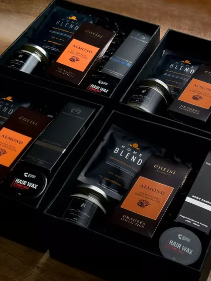 Corporate gifting, but make it personal. Here’s a look at a bulk order of sophisticated hampers, each curated with high-quality grooming products and treats. I ensure every gift, whether for one person or a hundred, feels thoughtful and classy.