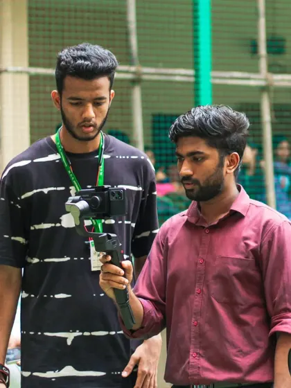 Another angle of our team collaborating during a college fest shoot.