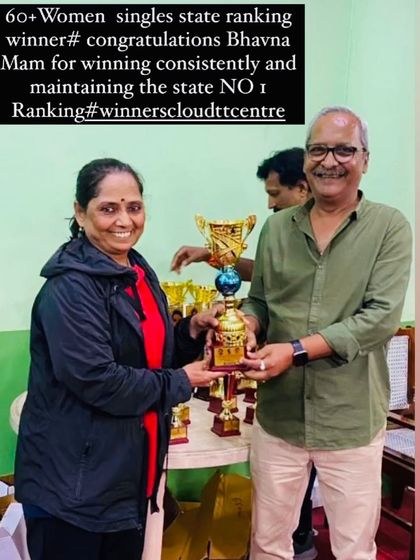 Bhavna Mam, our 60+ Women's singles state ranking winner, consistently maintaining her State No. 1 ranking.