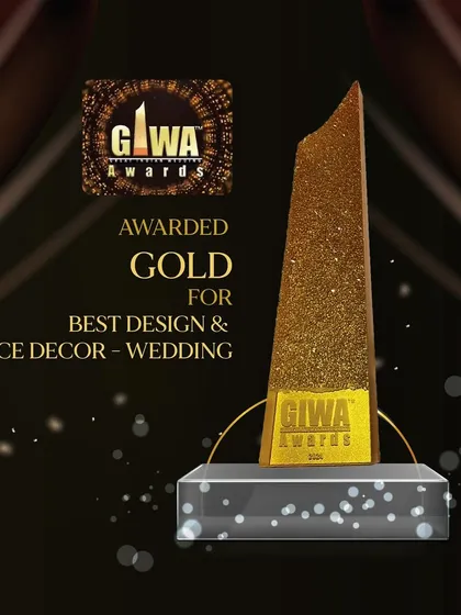 It was an honor to win the Gold award at the Great Indian Wedding Awards (GIWA) 2024 for 'Best Design & Space Decor'. This recognizes my passion for creating unique and immersive wedding environments.