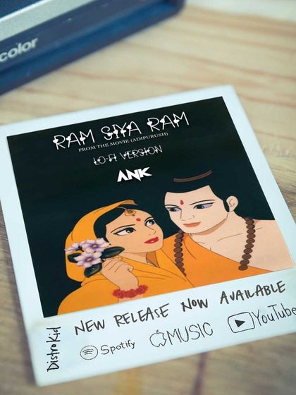 A polaroid-style graphic promoting my "Ram Siya Ram" Lo-Fi version. This track is available on all major streaming platforms like Spotify and Apple Music.