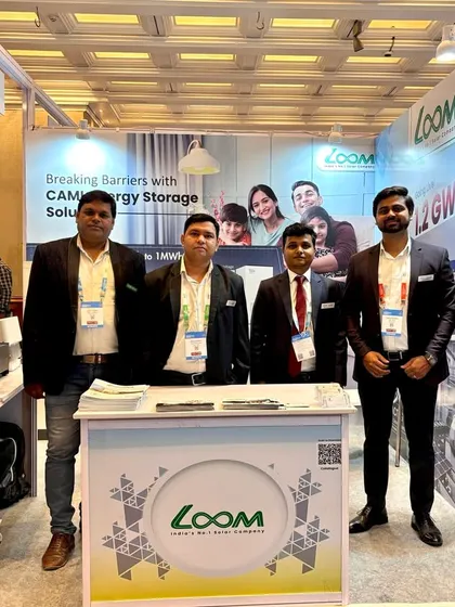 The Loom Solar team at our booth (Stall No. 19) at the Mercom India Renewables Summit. We were ready to explore, connect, and collaborate with industry stakeholders.