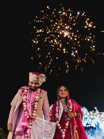 A magical moment from my own wedding. This picture captures the joy and the fireworks, a perfect memory.
