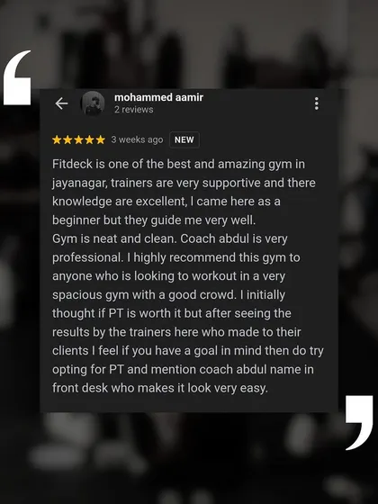 Another glowing review from Mohammed Aamir, recommending personal training with Coach Abdul for anyone with a goal in mind. We make the process look easy because our trainers are experts.