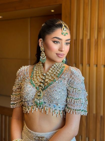 Another beautiful shot of Tanvi. The makeup is designed to be both photogenic and comfortable to wear throughout the day.