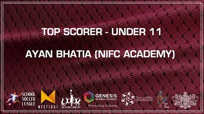 Congratulations to Ayan Bhatia from NIFC Academy for winning the Top Scorer award in the Under 11 category.